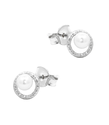 Halo Pearl Silver Stud Earring STS-7119